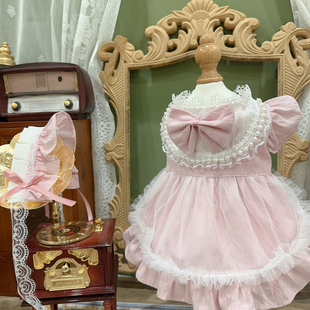 Amya - Pink Lace Bow Lolita Pet Dress Pet Dress Amya