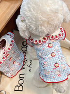 Blue Gingham Apple Pet Top for Small Dogs & Cats Pet Top Miya