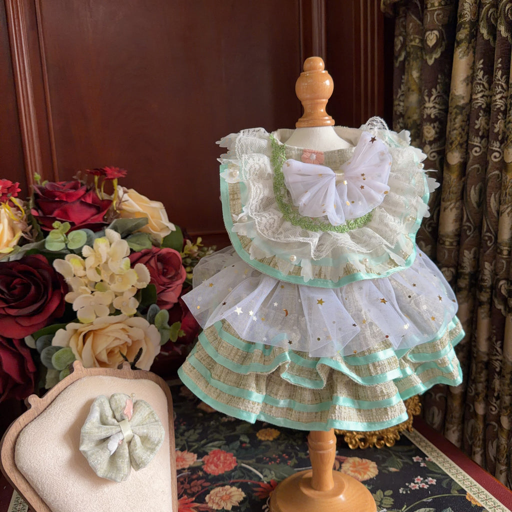 Amya - Mint Tweed Lolita Pet Dress Pet Dress Amya