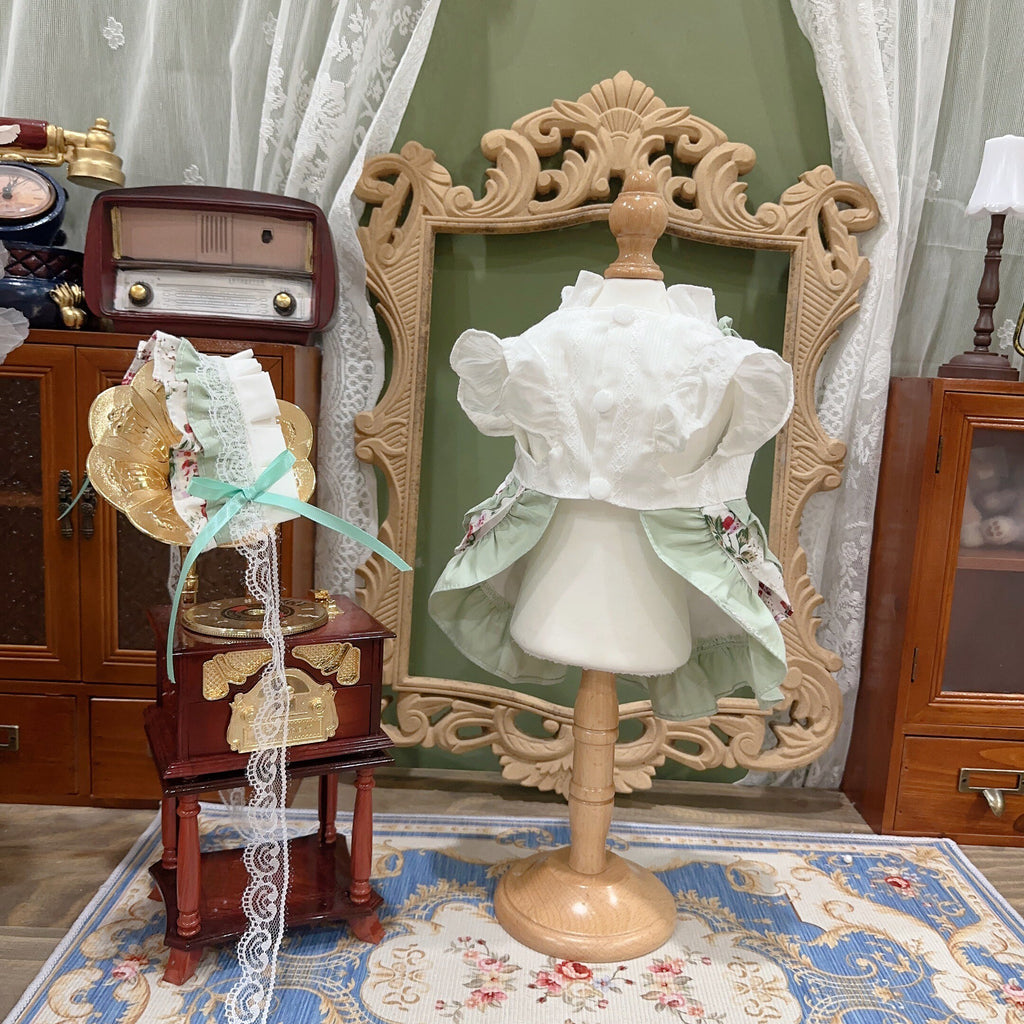 Amya - Mint Floral Lolita Pet Dress Pet Dress Amya