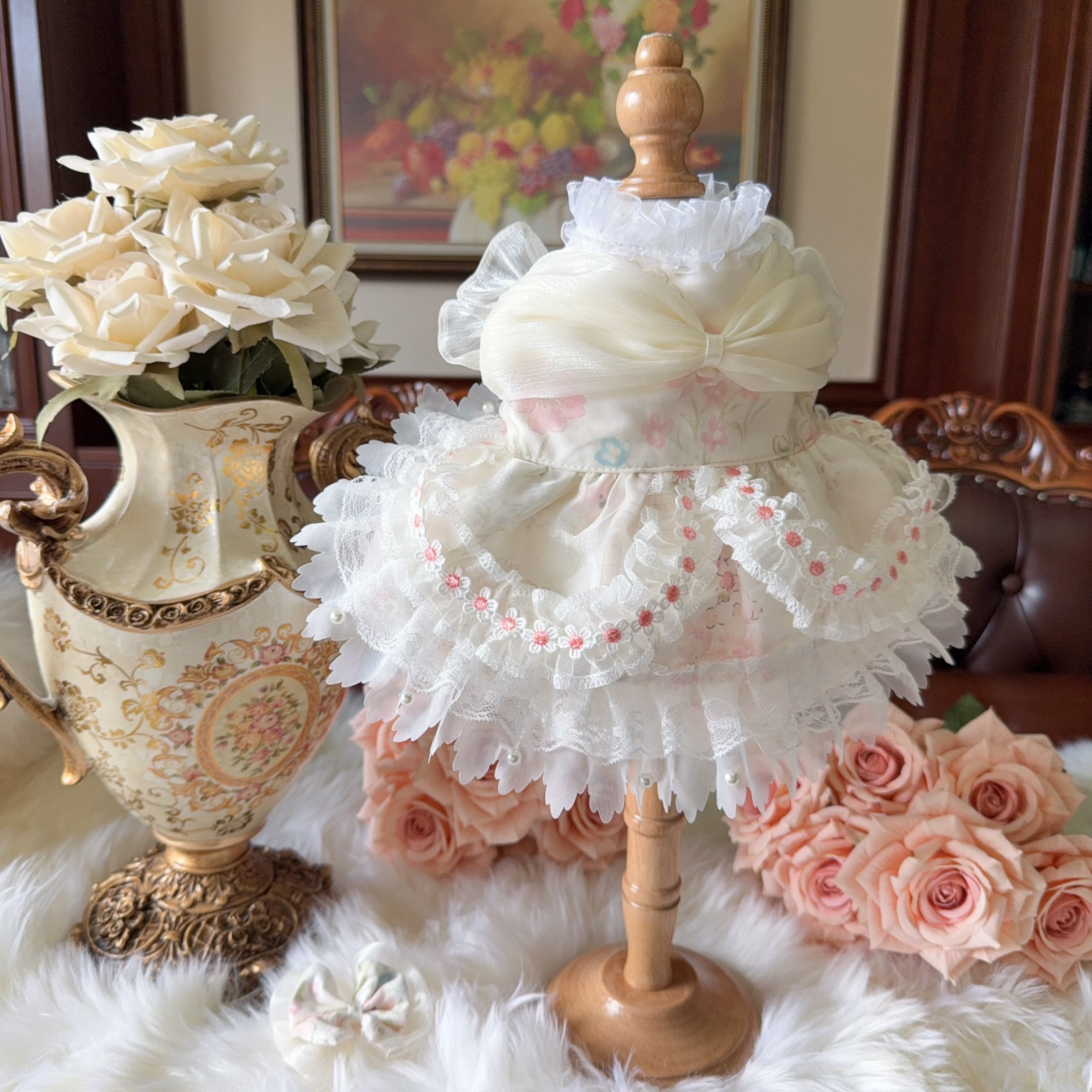Amya - Pink Floral Lolita Pet Dress Pet Dress Amya