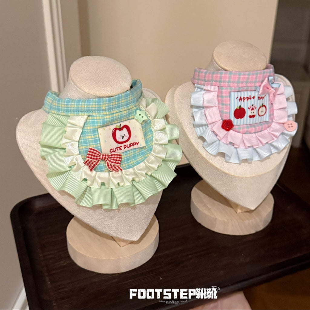 FOOTSTEP - Lucky Apple Double Ruffle Pet Bib Pet Bibs FOOTSTEP
