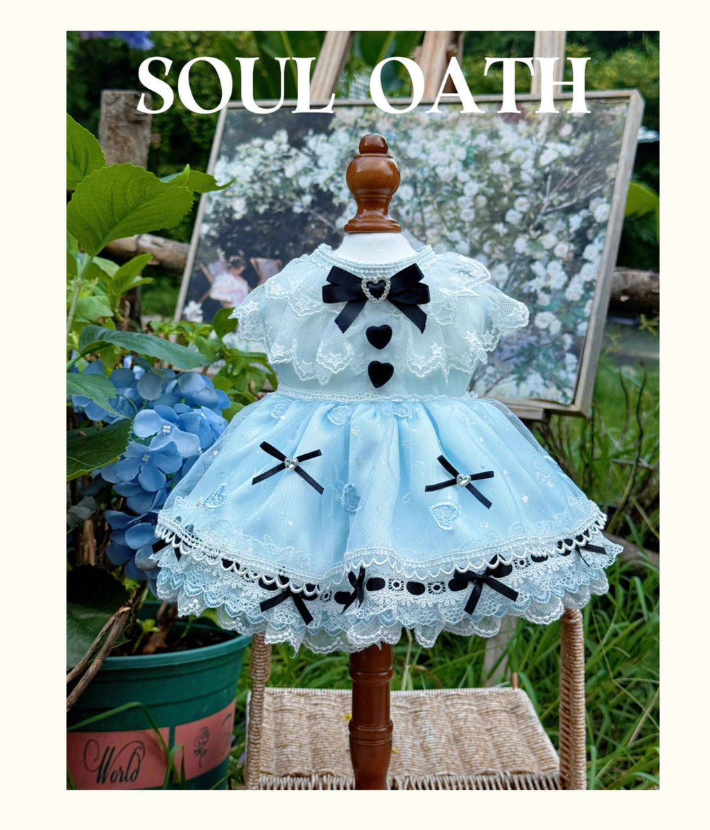 Alice in Wonderland Luxury Dog Dress Set | Princess Gown with Crown & Bonnet for Small Dogs Pet Dress SOUL OATH