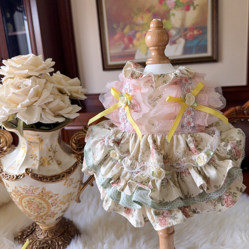 Amya - Cream Layered Lolita Pet Dress Pet Dress Amya
