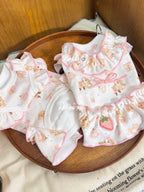 Bunny Print Strawberry Pet Dress for Small Dogs & Cats Pet Dress Miya