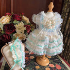 Amya - Cream Mint Bow Lolita Pet Dress Pet Dress Amya