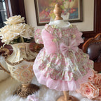 Amya - Pink Floral Ruffle Lolita Pet Dress Pet Dress Amya