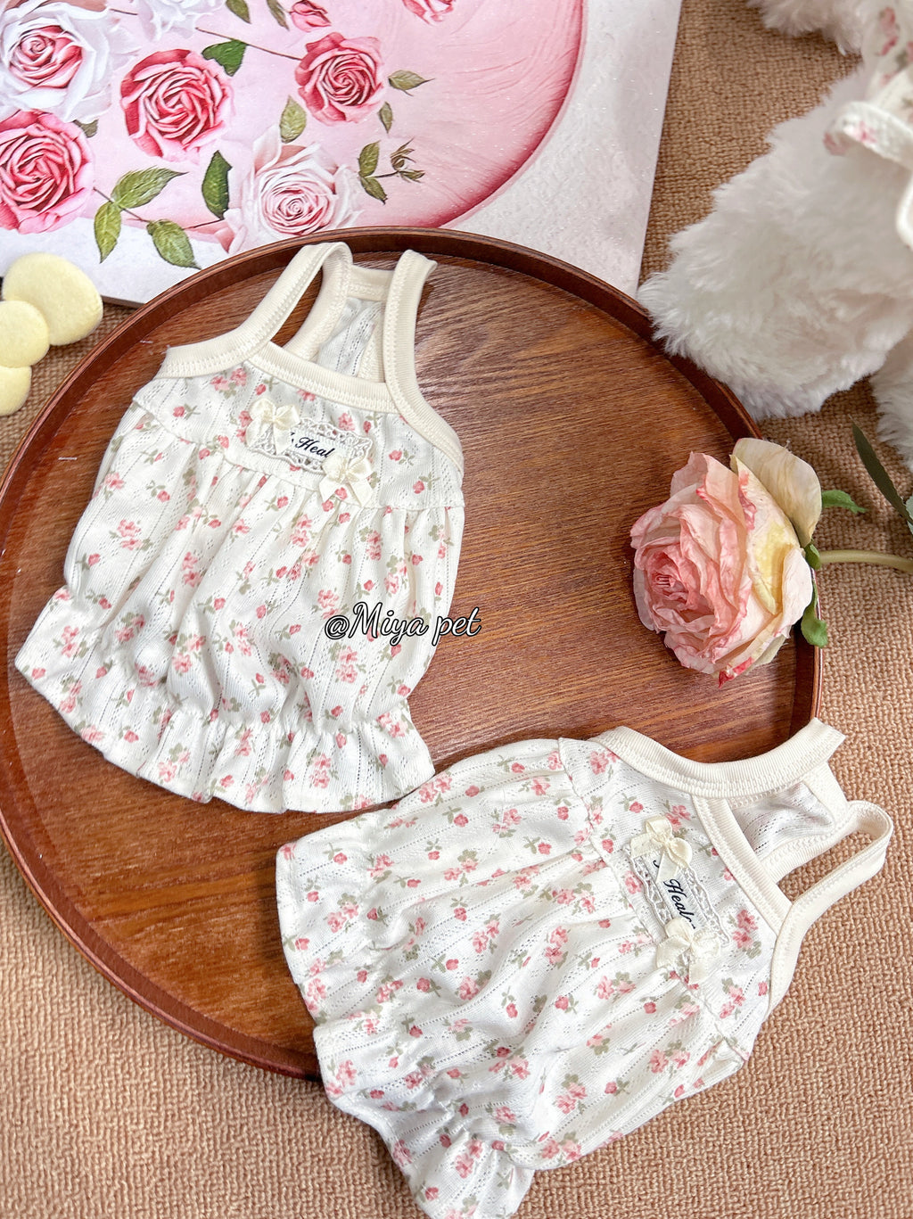 Floral Bubble Hem Cotton Camisole Pet Dress for Small Dogs & Cats Pet Dress Miya