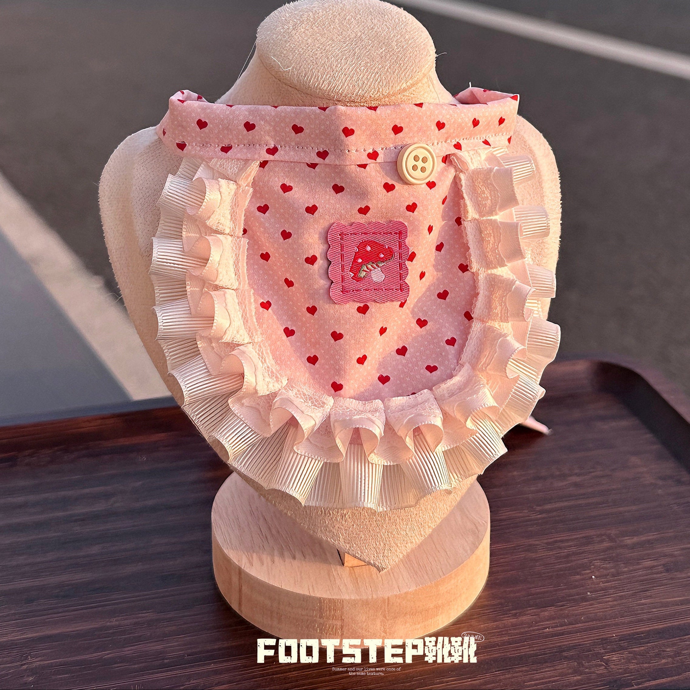 FOOTSTEP - Cheese Stick Heart Print Pet Bib Pet Bibs FOOTSTEP