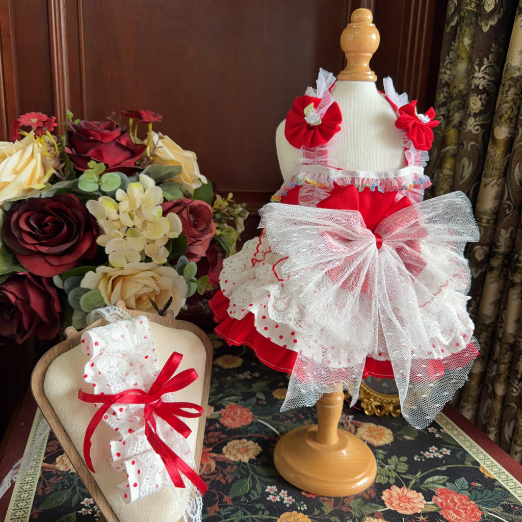 Amya - Red Polka Dot Lolita Pet Dress Pet Dress Amya