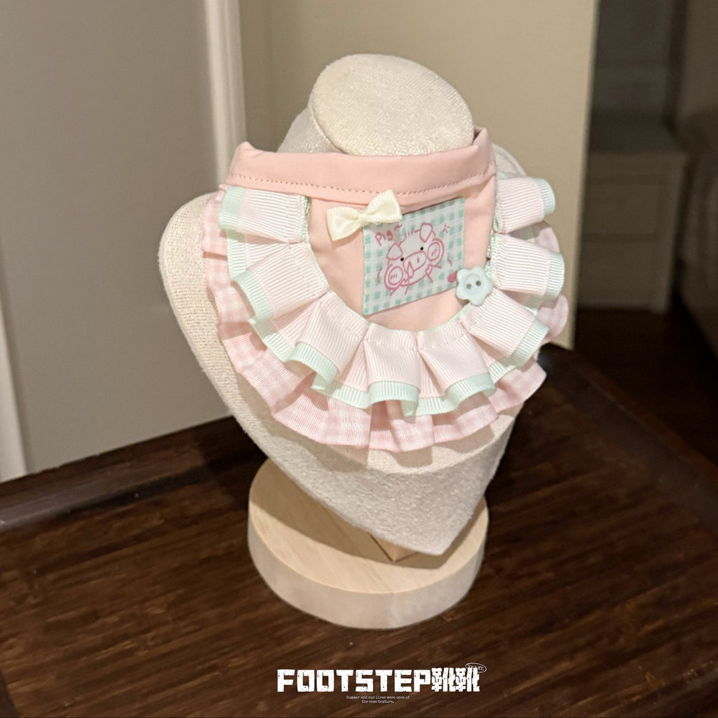 FOOTSTEP - Pink Pig Double Ruffle Pet Bib Pet Bibs FOOTSTEP