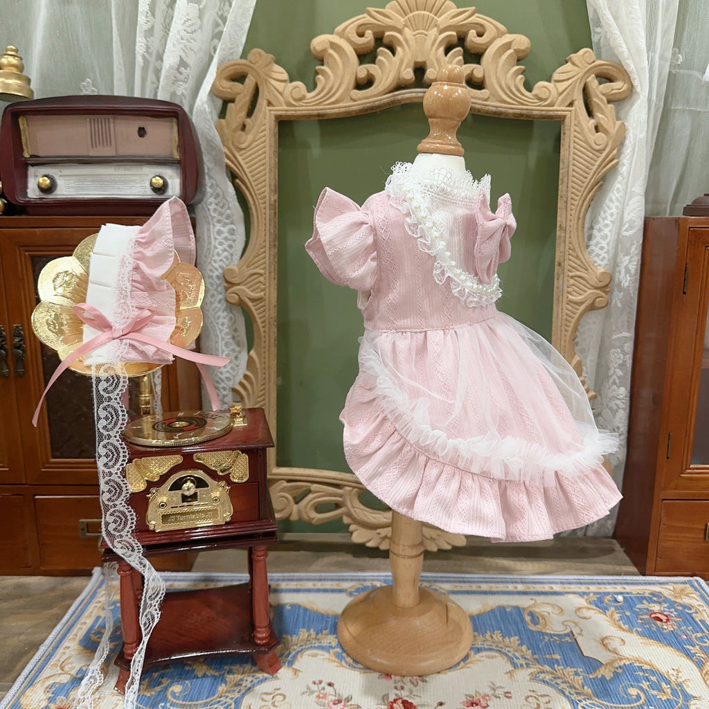 Amya - Pink Lace Bow Lolita Pet Dress Pet Dress Amya