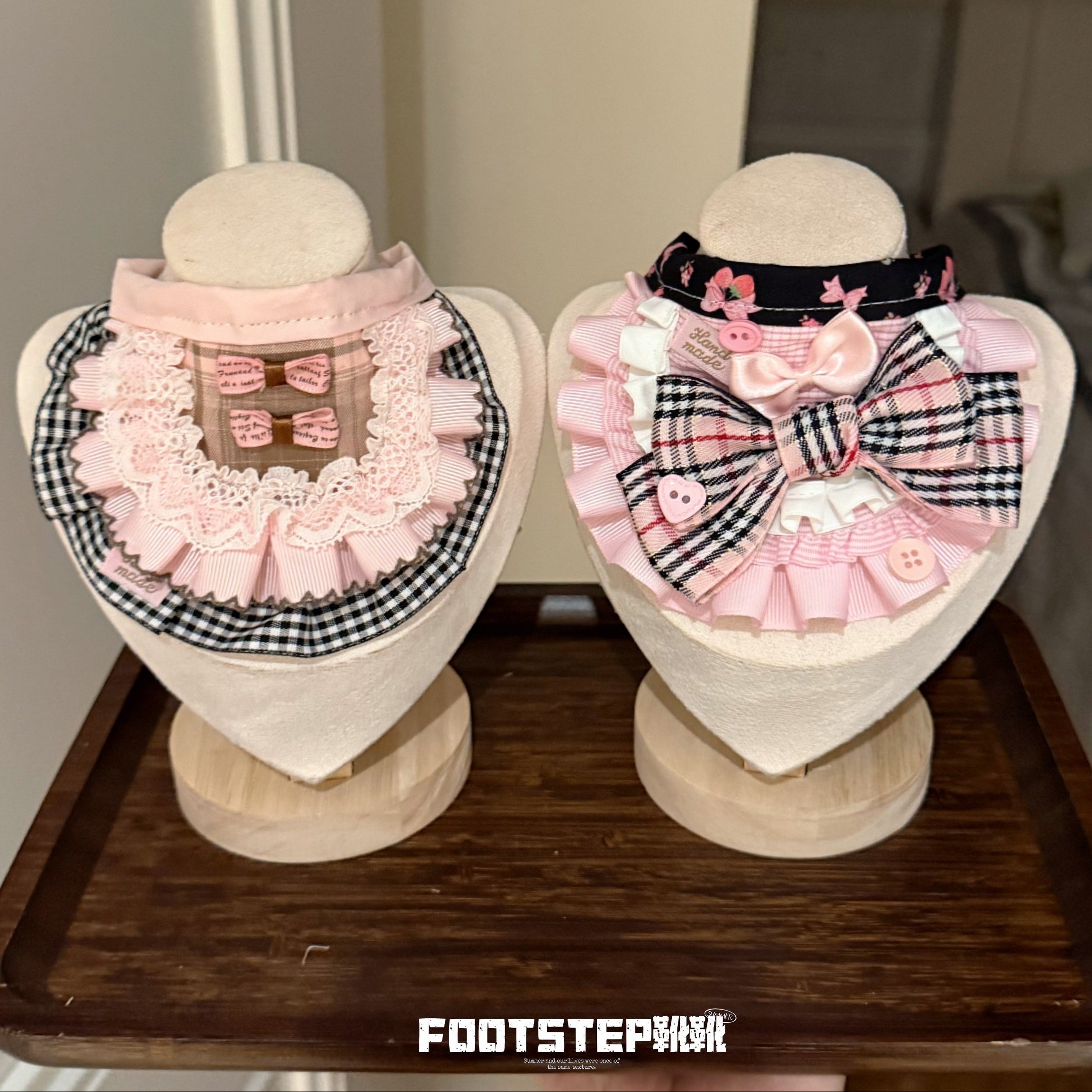 FOOTSTEP - Pink Plaid Pet Bib Pet Bibs FOOTSTEP