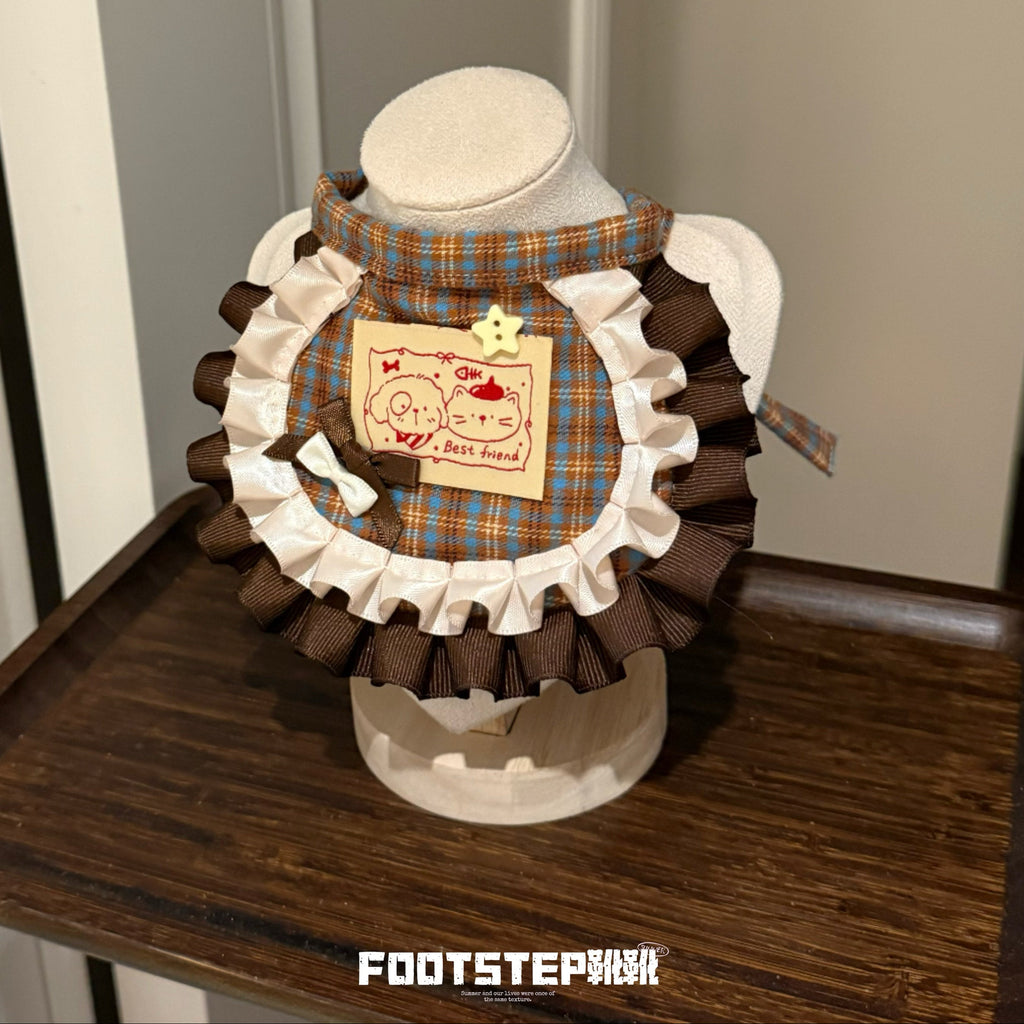 FOOTSTEP - Best Friend Print Double Ruffle Pet Bib Pet Bibs FOOTSTEP
