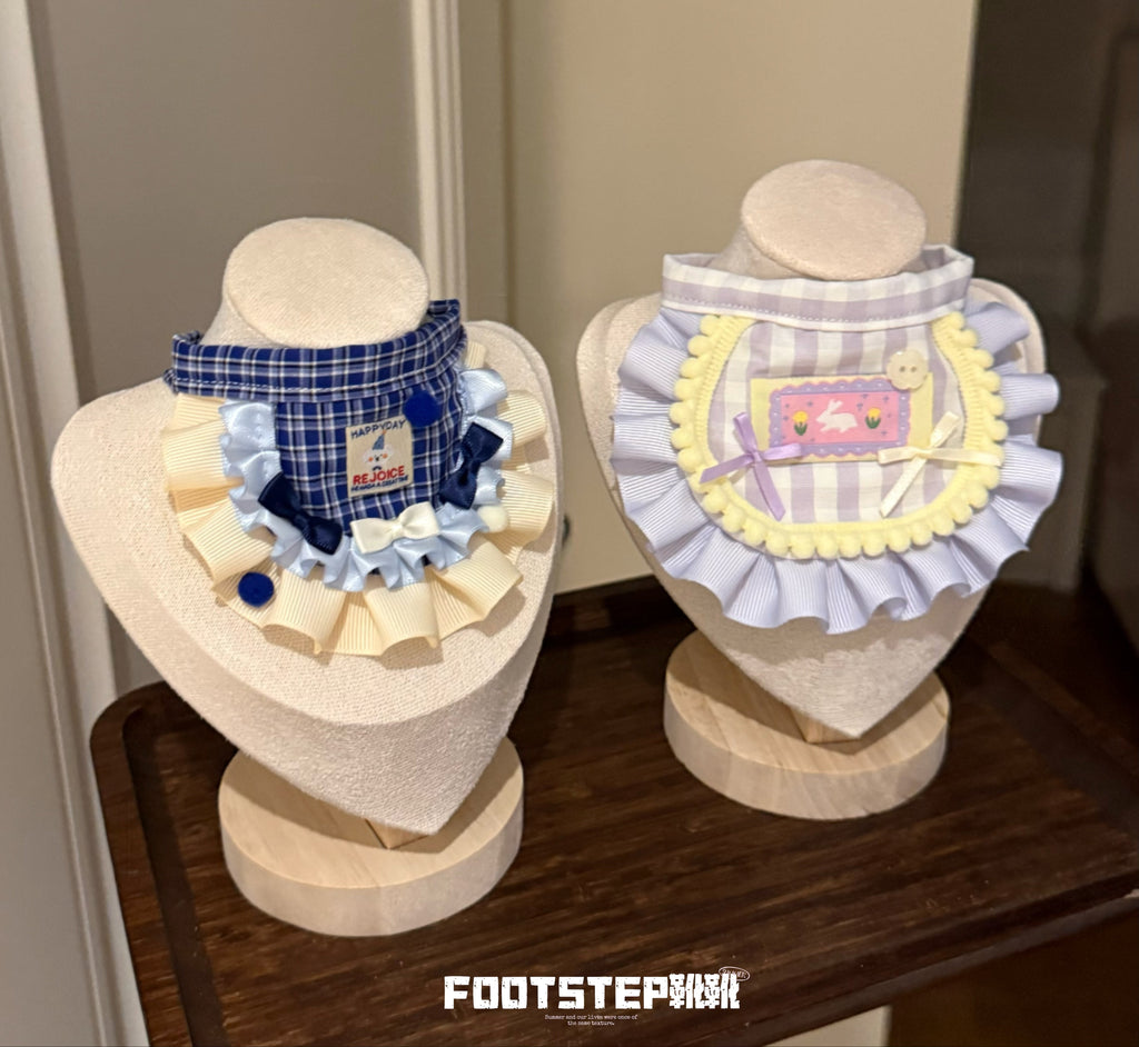 FOOTSTEP - Purple Sweet Potato Double Ruffle Pet Bib Pet Bibs FOOTSTEP