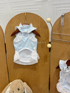 Milk Blue Floral Bow Halter Pet Dress Pet Dress Miya