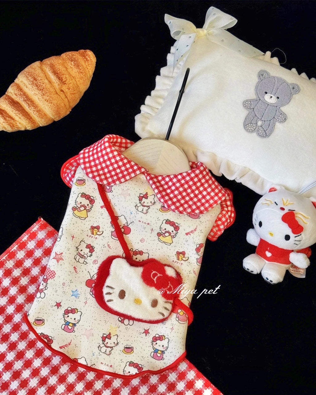 Kitty Print Pet Top with Peter Pan Collar Pet Top Miya