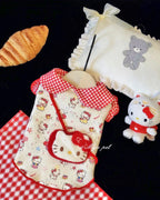 Kitty Print Pet Top with Peter Pan Collar Pet Top Miya