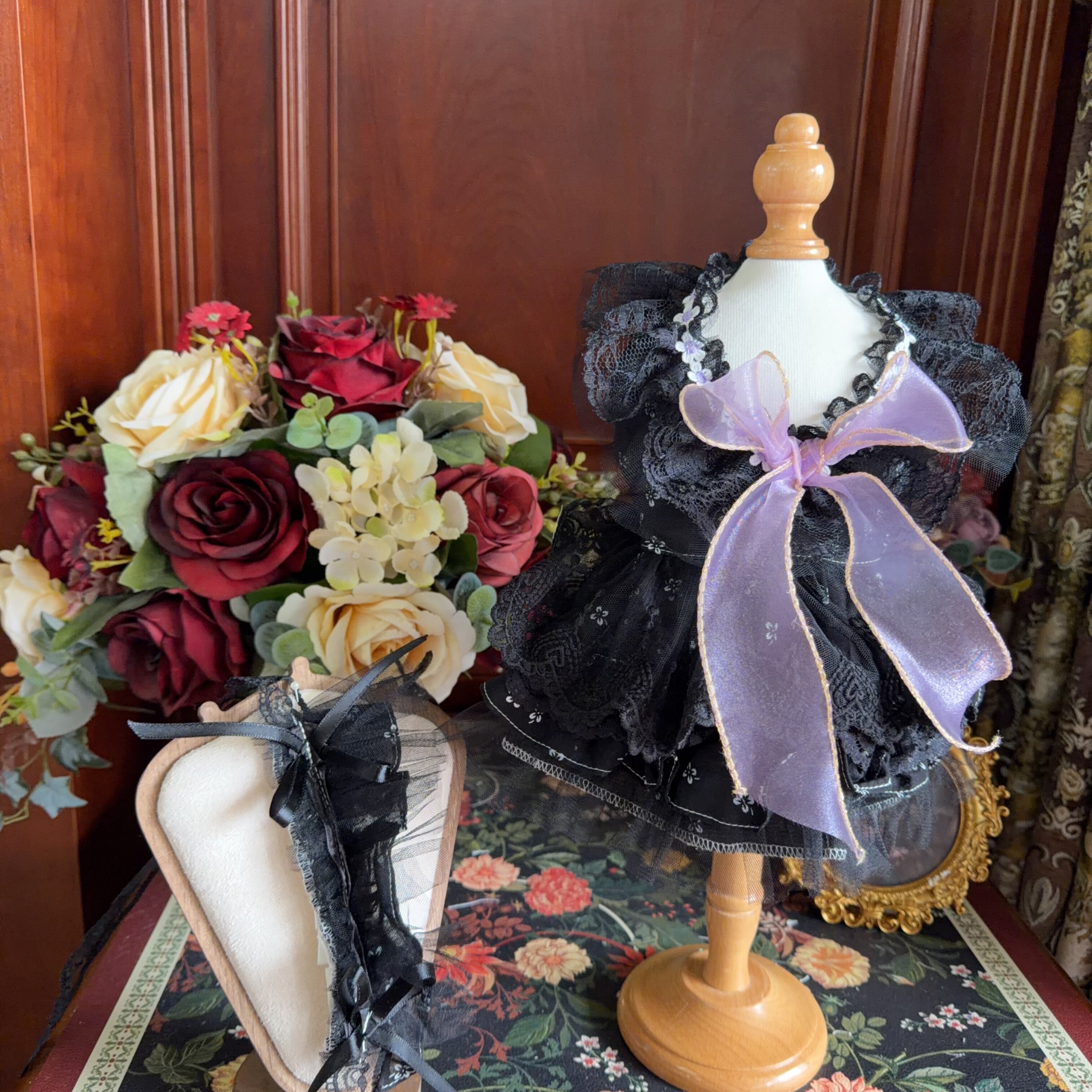 Amya - Purple Bow Gothic Pet Dress Pet Dress Amya