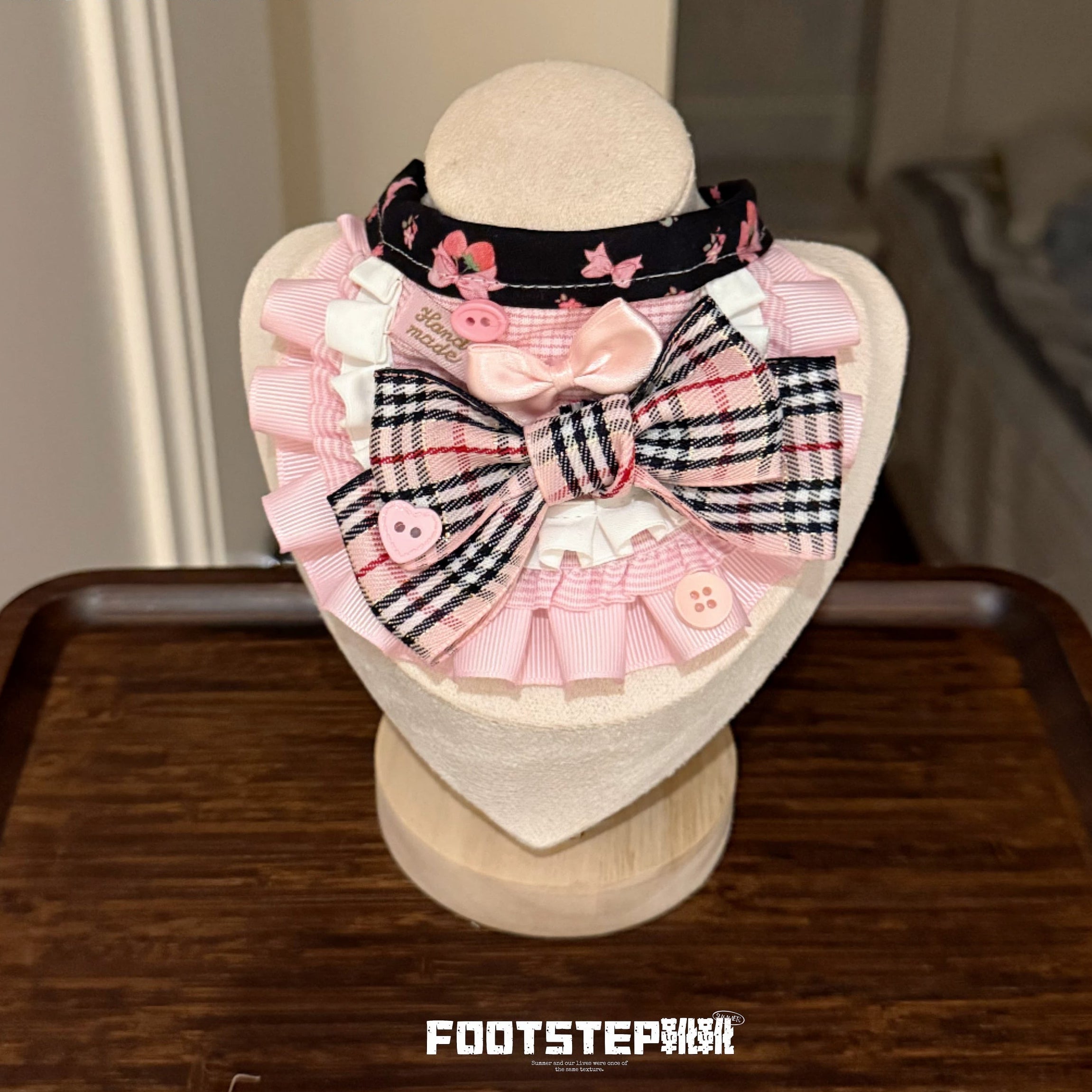 FOOTSTEP - Pink Plaid Pet Bib Pet Bibs FOOTSTEP