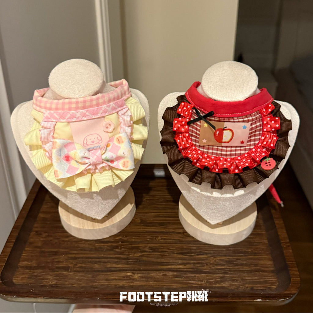 FOOTSTEP - Happy Apple Double Ruffle Pet Bib Pet Bibs FOOTSTEP