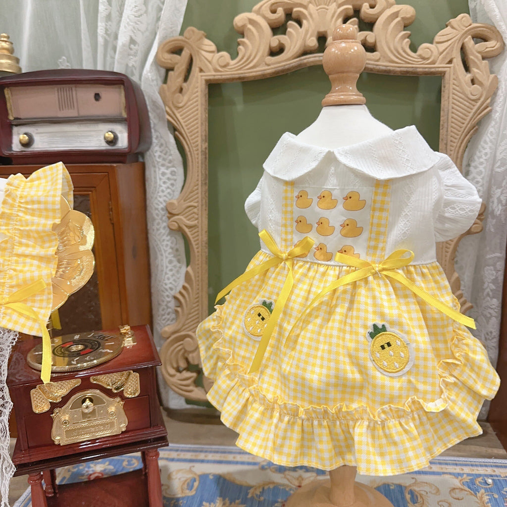 Amya - Gingham Duck & Pineapple Pet Dress Pet Dress Amya