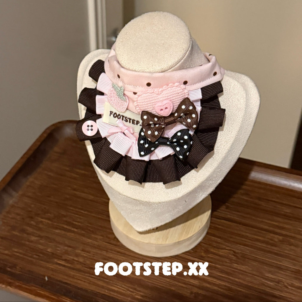 FOOTSTEP - Chocolate Blackberry Double Ruffle Pet Bib Pet Bibs FOOTSTEP
