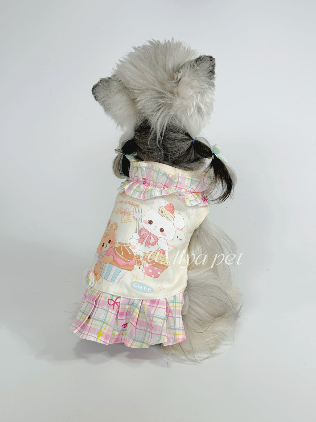Dopamine Cartoon Print Ruffle Pet Dress for Small Dogs & Cats Pet Dress Miya