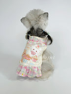 Dopamine Cartoon Print Ruffle Pet Dress for Small Dogs & Cats Pet Dress Miya