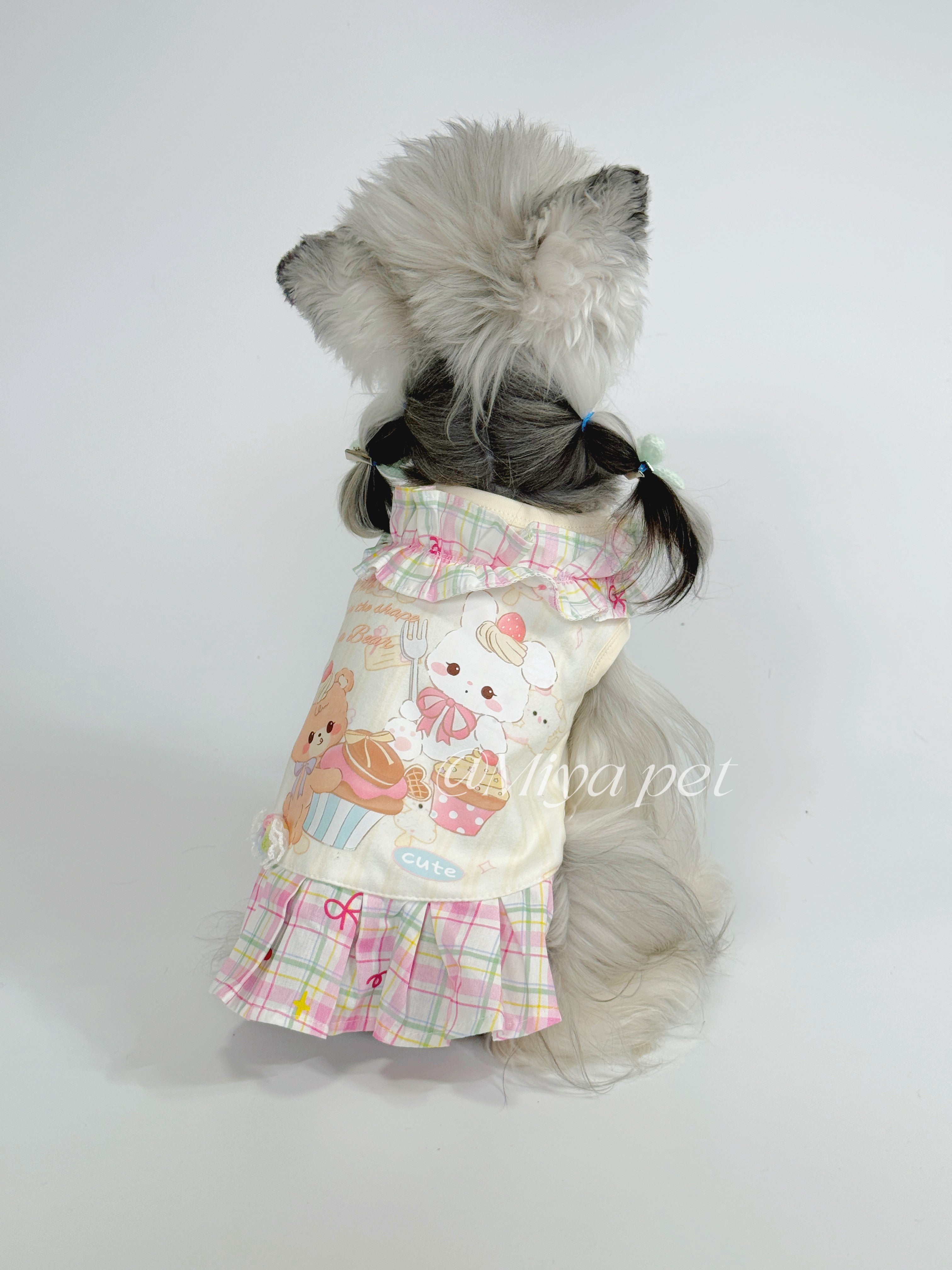Dopamine Cartoon Print Ruffle Pet Dress for Small Dogs & Cats Pet Dress Miya