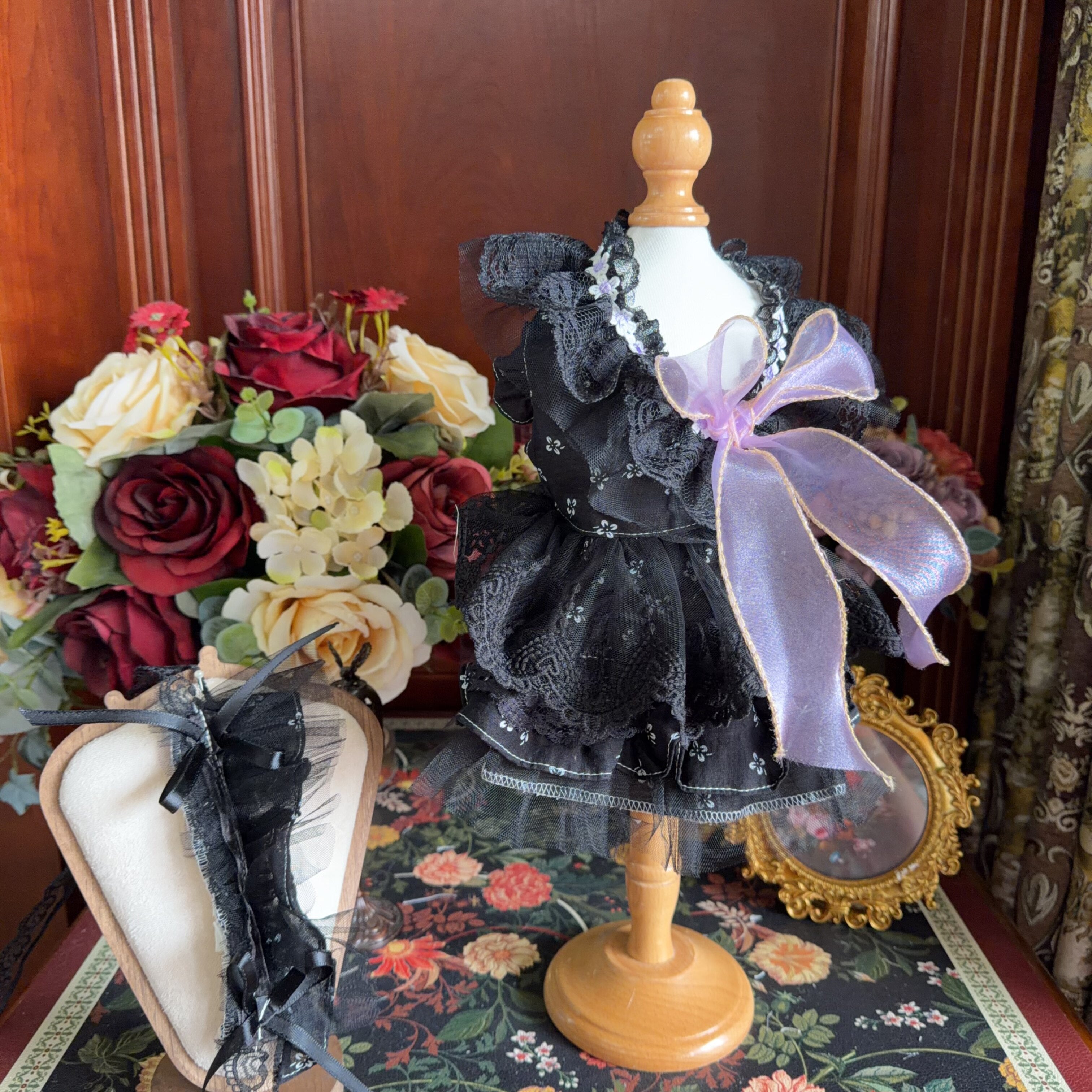 Amya - Purple Bow Gothic Pet Dress Pet Dress Amya