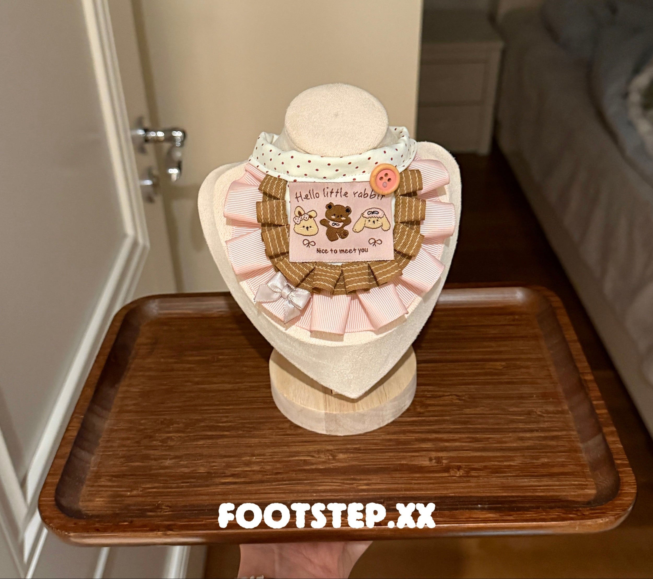 FOOTSTEP - Roll Heart Bear Double Ruffle Pet Bib Pet Bibs FOOTSTEP