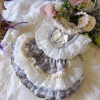 Amya - Grey Floral Lolita Pet Dress Pet Dress Amya