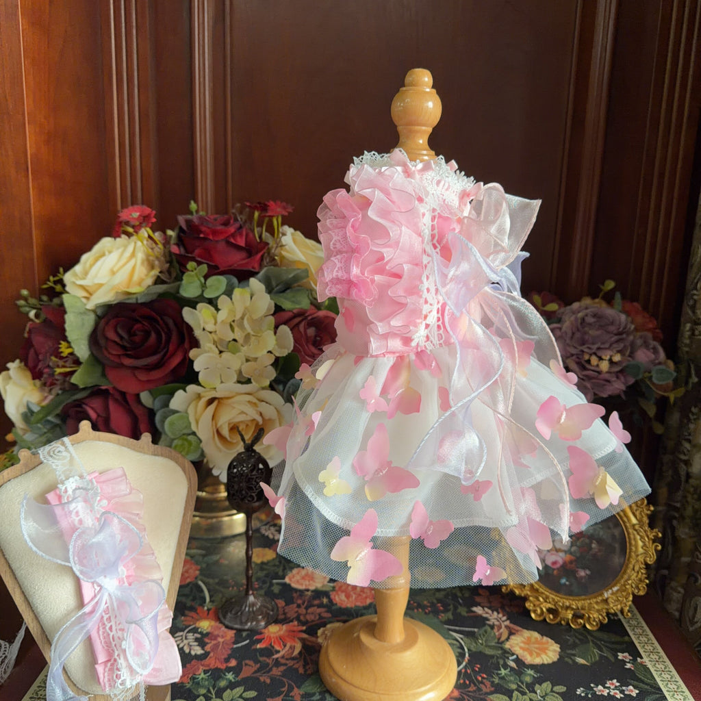 Amya - Pink Butterfly Lolita Pet Dress Pet Dress Amya