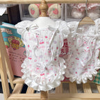 Puppy Print Lace Ribbon Camisole Pet Dress for Small Dogs & Cats Pet Dress Miya