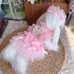 Amya - Pink Satin Bow Lolita Pet Dress Pet Dress Amya