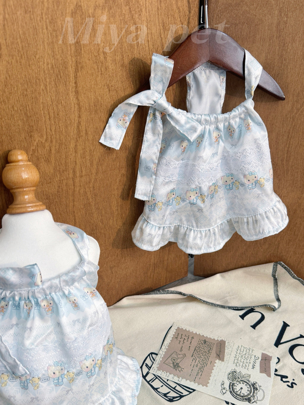 Ice Blue Satin Halter Pet Dress Pet Dress Miya