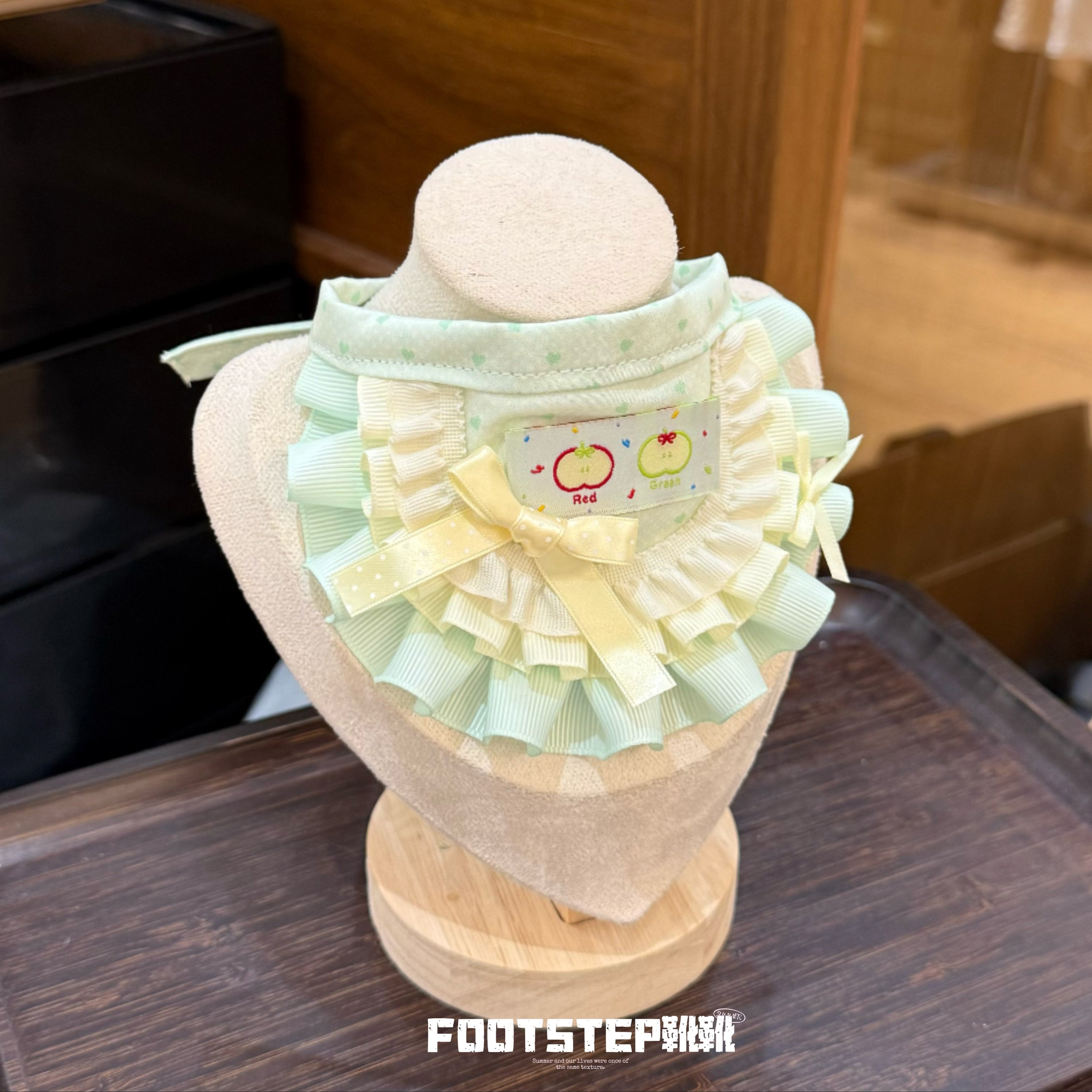 FOOTSTEP - Green Apple Triple Ruffle Pet Bib Pet Bibs FOOTSTEP