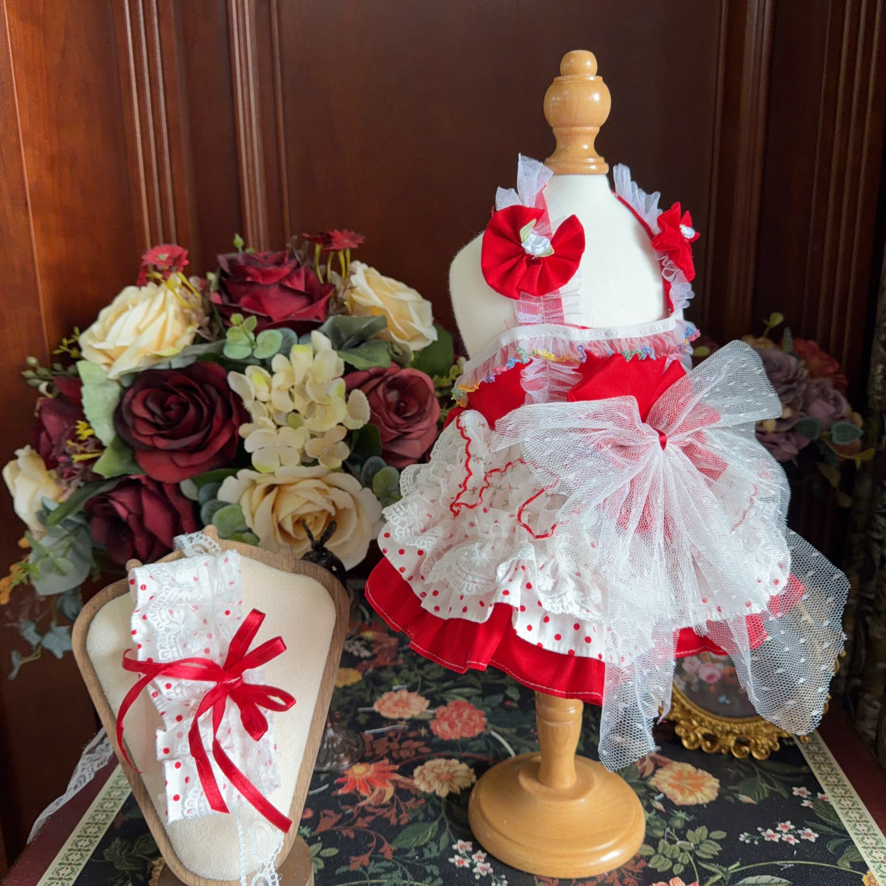 Amya - Red Polka Dot Lolita Pet Dress Pet Dress Amya