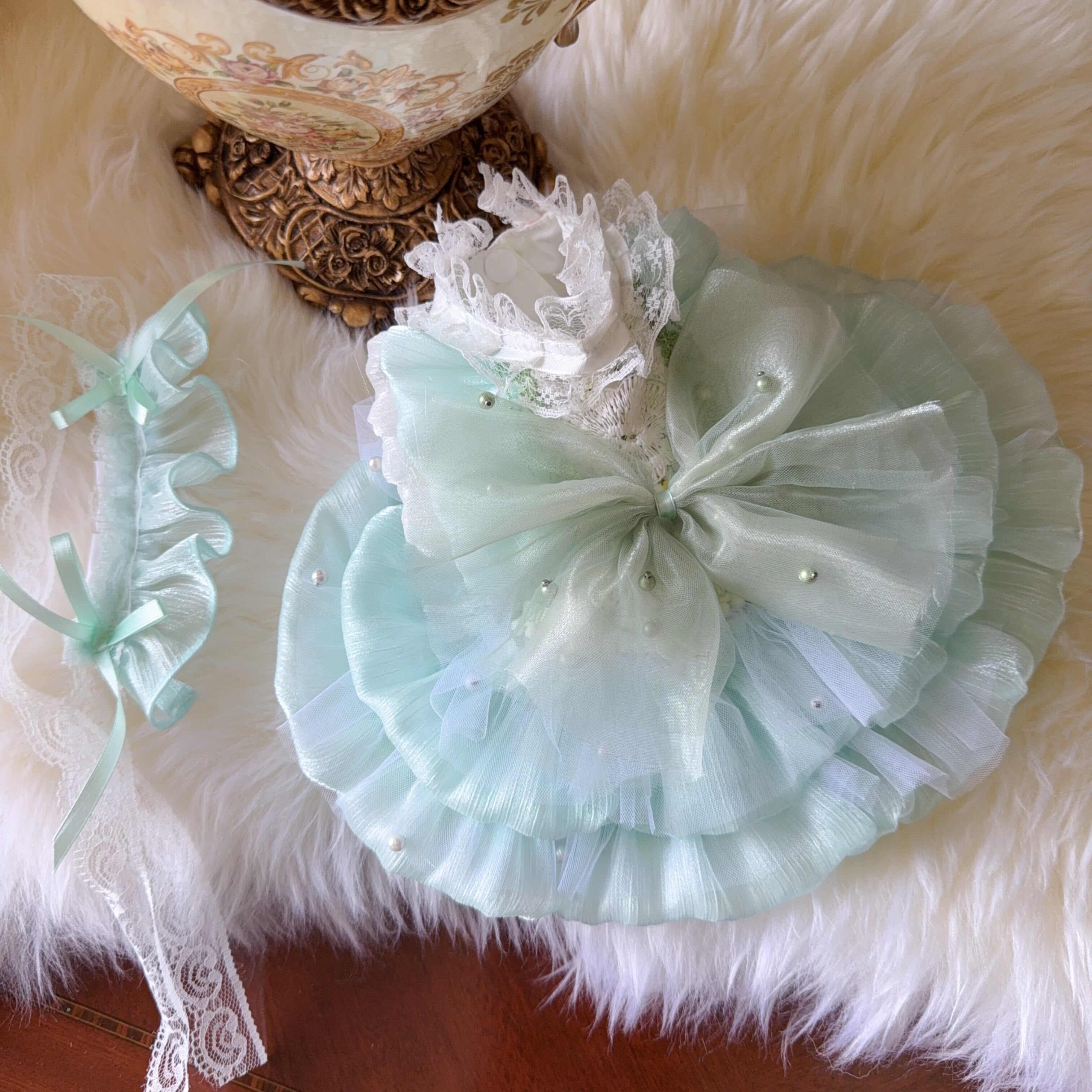 Amya - Green Tulle Lolita Pet Dress Pet Dress Amya