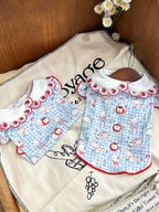 Blue Gingham Apple Pet Top for Small Dogs & Cats Pet Top Miya