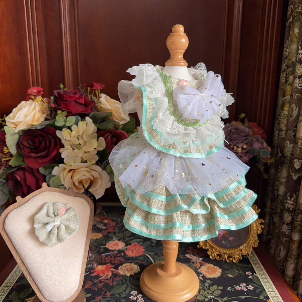 Amya - Mint Tweed Lolita Pet Dress Pet Dress Amya