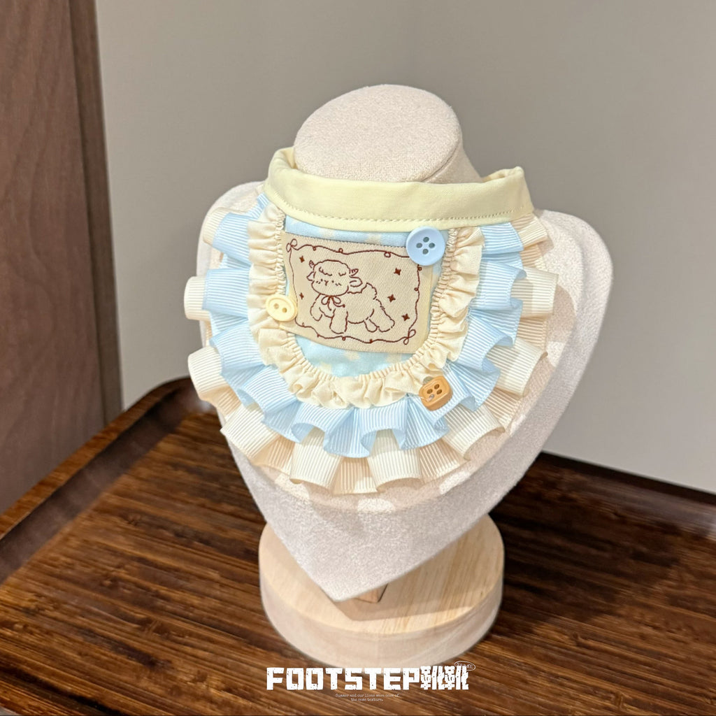 FOOTSTEP - Milky Lamb Triple Ruffle Pet Bib Pet Bibs FOOTSTEP
