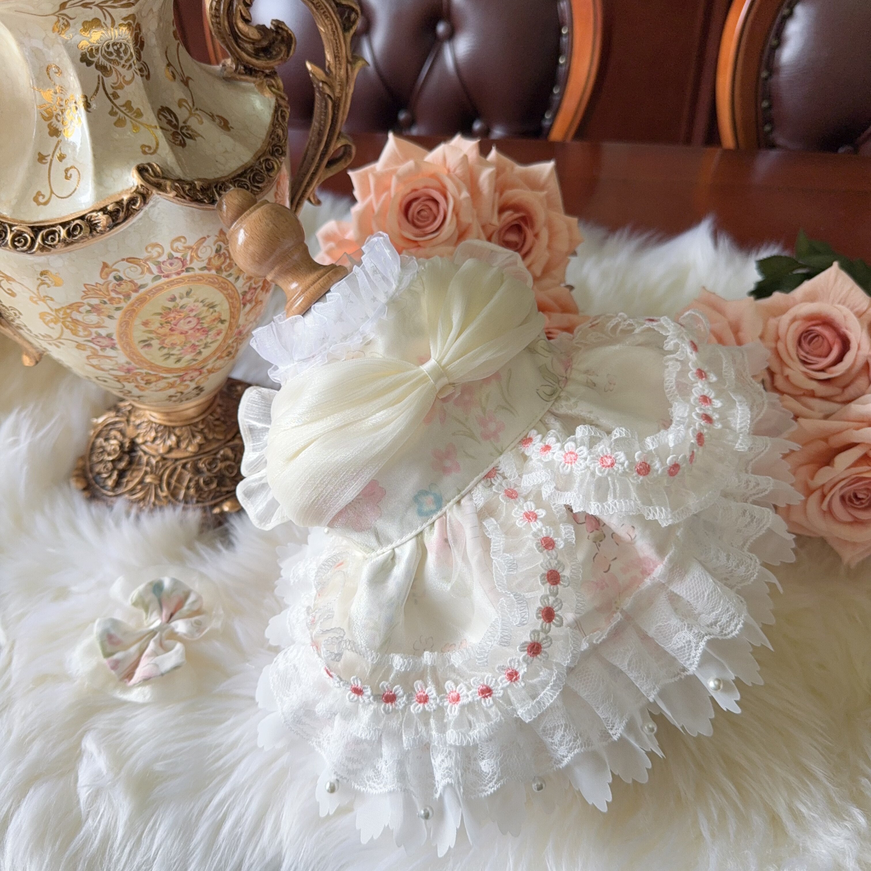 Amya - Pink Floral Lolita Pet Dress Pet Dress Amya