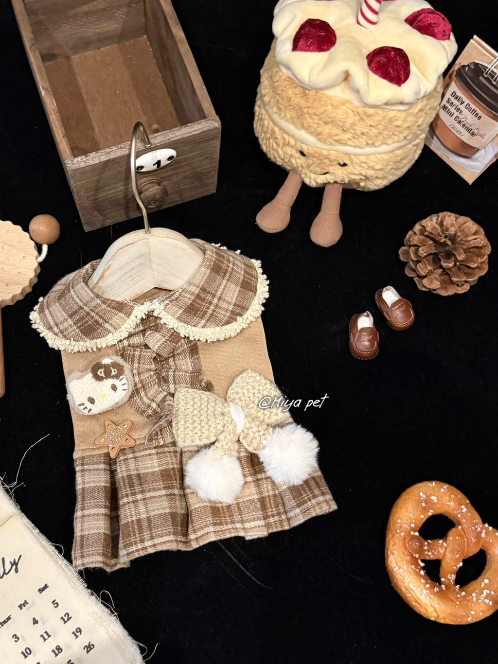 Earth Tone Peter Pan Collar Pet Dress Pet Dress Miya