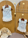 Milk Blue Floral Bow Halter Pet Dress Pet Dress Miya