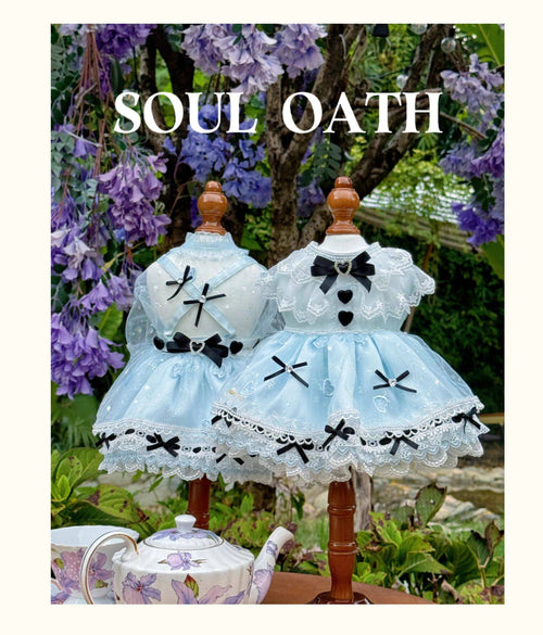 Alice in Wonderland Luxury Dog Dress Set | Princess Gown with Crown & Bonnet for Small Dogs Pet Dress SOUL OATH