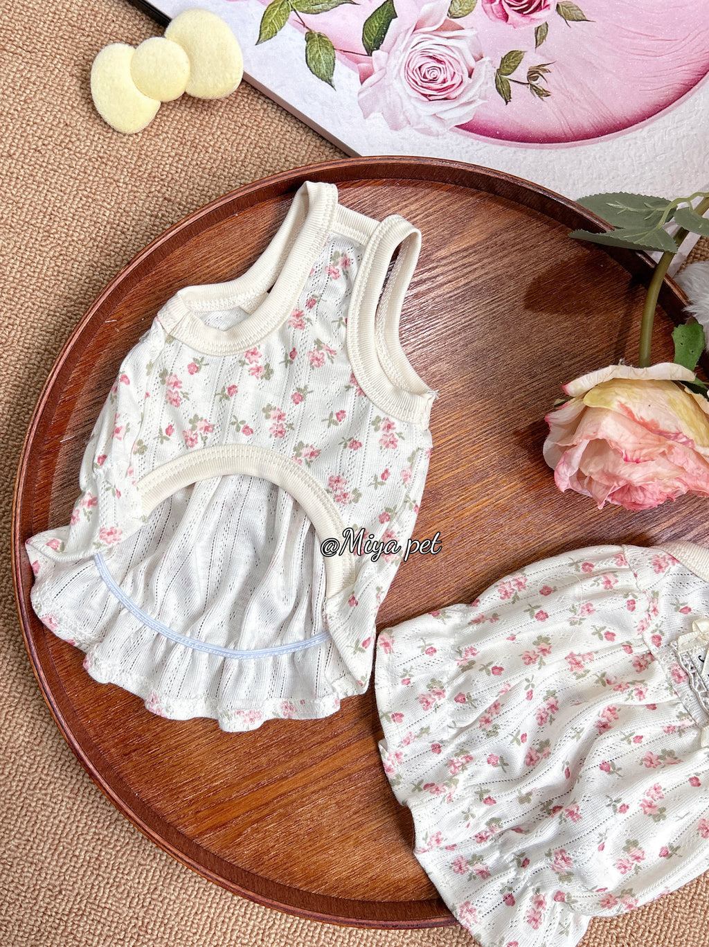 Floral Bubble Hem Cotton Camisole Pet Dress for Small Dogs & Cats Pet Dress Miya
