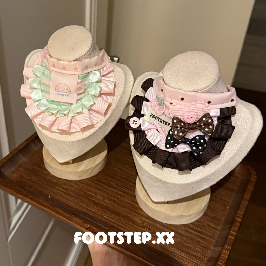 FOOTSTEP - Chocolate Blackberry Double Ruffle Pet Bib Pet Bibs FOOTSTEP