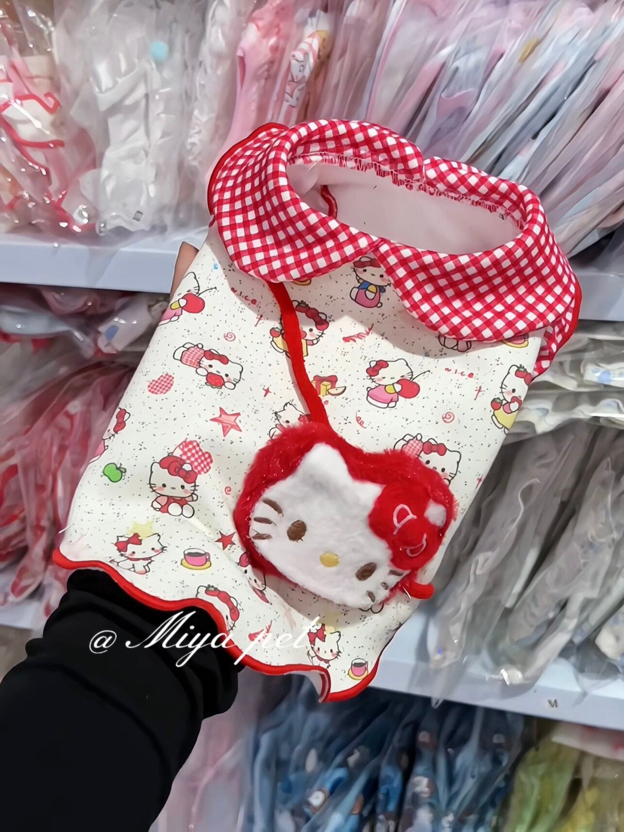Kitty Print Pet Top with Peter Pan Collar Pet Top Miya